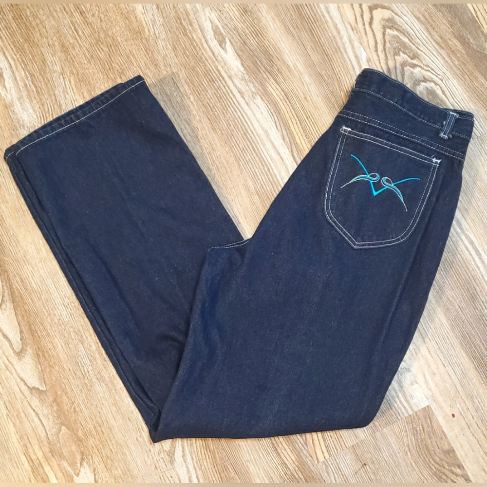 1980s Montgomery Ward Womens 32x32 High Waist Jeans Dark Wash Stitched Pockets